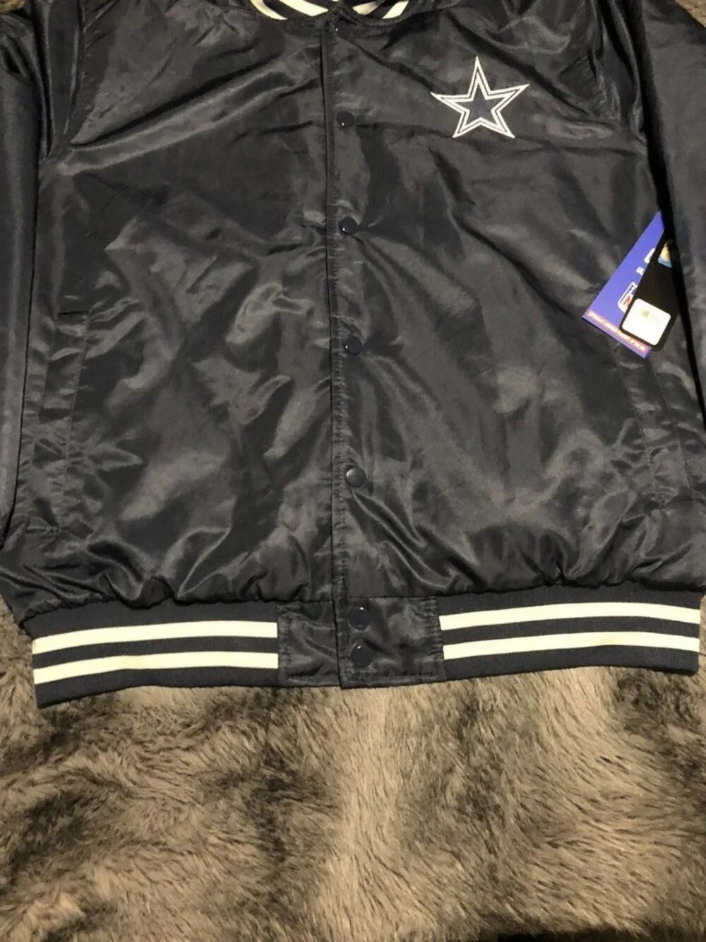 Dallas Cowboys Ultra Game Full Snap Satin Jacket Size Large Brand New BLUE NWT - Picture 2 of 6
